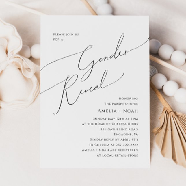 Whimsical Simple Neutral Baby Gender Reveal  Invitation (Creator Uploaded)