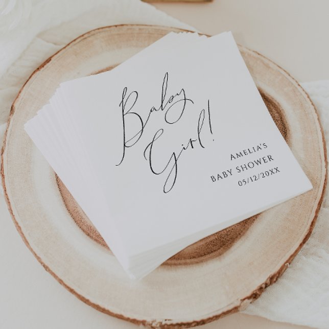 Whimsical Simple Neutral Baby Girl Baby Shower Napkin (Creator Uploaded)