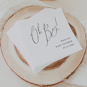 Whimsical Simple Neutral Oh Boy Baby Shower Napkin