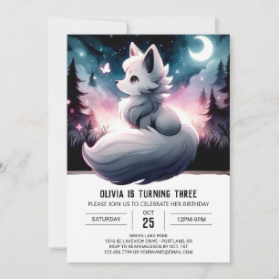 Whimsical Simple Wolf Birthday Invitation