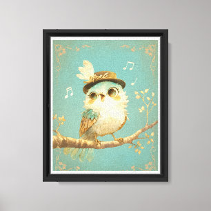 Whimsical Singing Bird Nursery Art Canvas Print