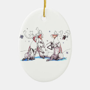 Whimsical Singing Caribou Christmas Ornament