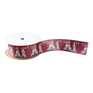 Whimsical Singing Caribou Christmas Ribbon Satin Ribbon