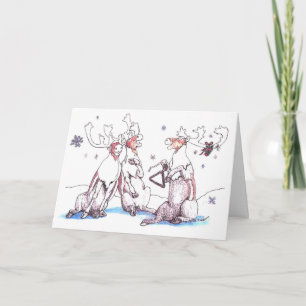 Whimsical Singing Caribou Wildlife Christmas Card