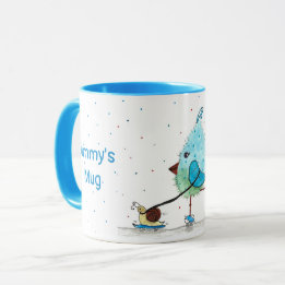 Whimsical Skating Bird Mug for Boys