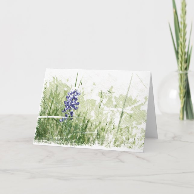 Whimsical Sketch of Bluebonnet Card (Front)