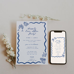 Whimsical Sketched Happily Ever After Party Invitation
