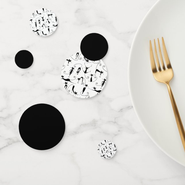 Whimsical Skinny Black Cat Pattern Confetti (Group)