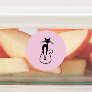 Whimsical Skinny Black Cat Pink