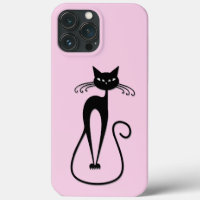 Whimsical Skinny Black Cat Pink