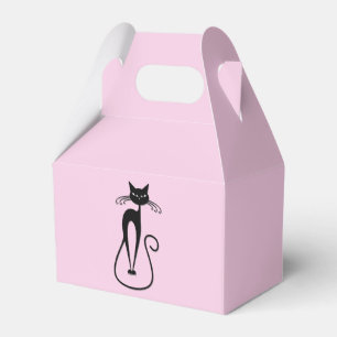 Whimsical Skinny Black Cat Pink Favour Box