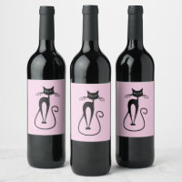 Whimsical Skinny Black Cat Pink