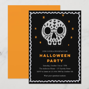 Whimsical Skull Halloween Party Invitation