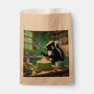 Whimsical Skunk lights candles on Cake Favour Bag