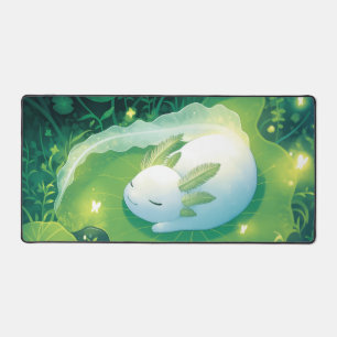 Whimsical Sleeping Axolotl on Magical Lily Pad