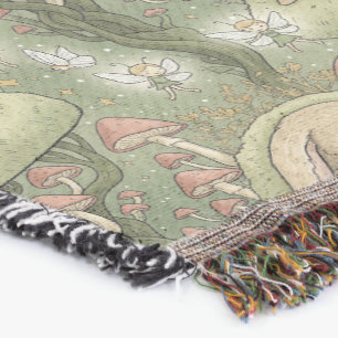 Whimsical Sleeping Bunny & Fairies Throw Blanket