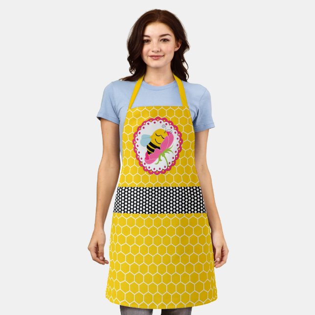 Whimsical Sleeping Honey Bee Apron (Worn)