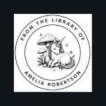 Whimsical Sleeping Unicorn Mushroom Library Book Self-inking Stamp<br><div class="desc">Transform your books into enchanted treasures with this whimsical unicorn book stamp! This dreamy design features a sleeping baby unicorn curled under a charming toadstool, surrounded by delicate butterflies and leafy ferns—a perfect personalised bookplate stamp for: Young readers & parents creating magical reading memories. Fantasy book lovers who adore unicorns,...</div>