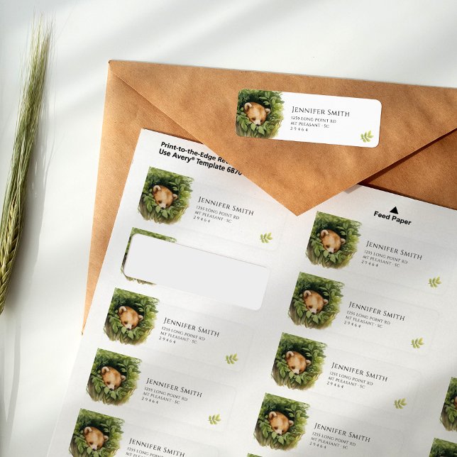 Whimsical Sleepy Baby Bear Baby Shower  Return Address Label (Creator Uploaded)