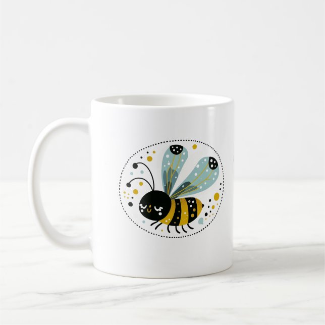 Whimsical Sleepy Bee  Coffee Mug (Left)