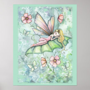 Whimsical Sleepy Flower Fairy Poster Art