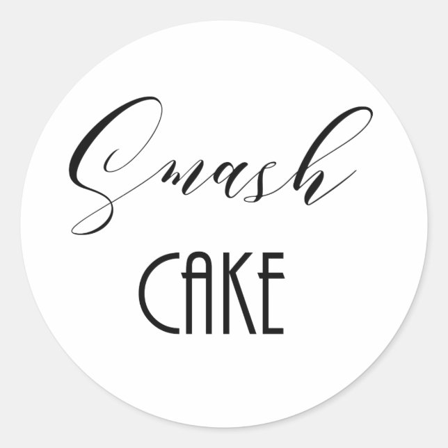 Whimsical "Smash Cake" Classic Round Sticker (Front)