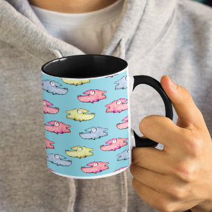Whimsical Smiling Fish Pattern Colourful Funny Two-Tone Coffee Mug