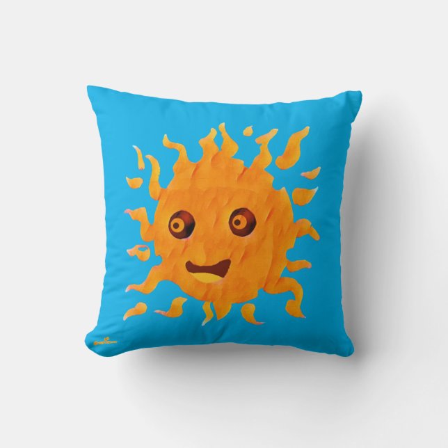 Whimsical Smiling Sun Cushion (Front)