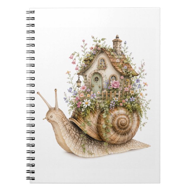 Whimsical Snail House Cottagecore Notebook (Front)