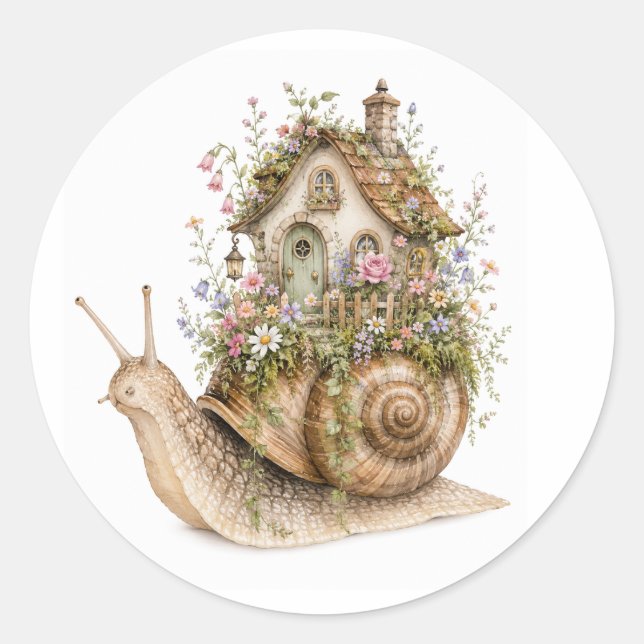 Whimsical Snail House Cottagecore Sticker (Front)
