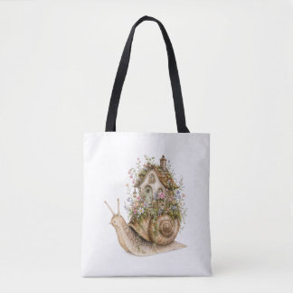Whimsical Snail House Cottagecore Tote Bag