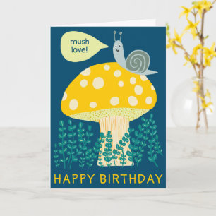Whimsical Snail on Magical Mushroom CUSTOM Bday Card