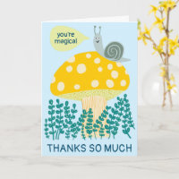 Whimsical Snail on Magical Mushroom CUSTOM Thanks