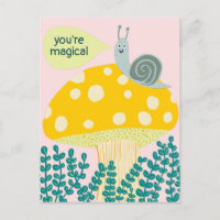 Whimsical Snail on Magical Mushroom Cute CUSTOM
