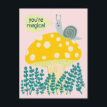 Whimsical Snail on Magical Mushroom Cute CUSTOM Postcard<br><div class="desc">Customisable card,  Add your own text to the back or front of the card.
Check my shop for more designs or let me know if you'd like something custom.</div>