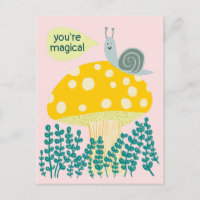 Whimsical Snail on Magical Mushroom Cute CUSTOM