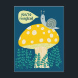 Whimsical Snail on Magical Mushroom Cute CUSTOM Postcard<br><div class="desc">Customisable card,  Add your own text to the back or front of the card.
Check my shop for more designs or let me know if you'd like something custom.</div>