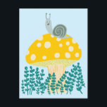 Whimsical Snail on Magical Mushroom Cute Postcard<br><div class="desc">Customisable card,  Add your own text to the back or front of the card.
Check my shop for more designs or let me know if you'd like something custom.</div>