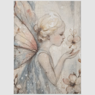 Whimsical Snow Fairy Wildflower Decoupage Tissue Paper