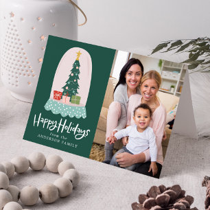 Whimsical Snow Globe 2 Photo Holiday Card