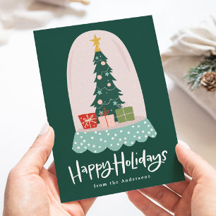 Whimsical Snow Globe Non-Photo Holiday Card