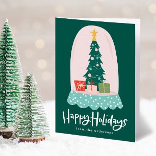 Whimsical Snow Globe Non-Photo Holiday Card