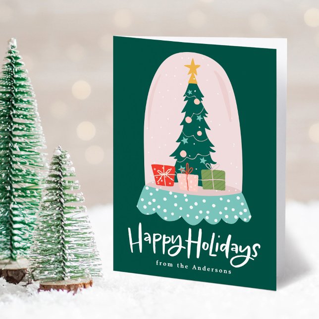 Whimsical Snow Globe Non-Photo Holiday Card (Creator Uploaded)