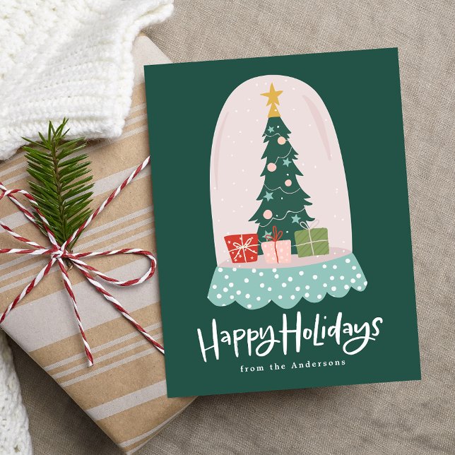 Whimsical Snow Globe Non-Photo Holiday Postcard (Creator Uploaded)