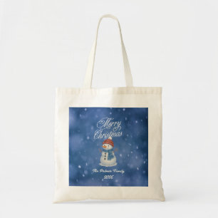 Whimsical Snow Man Merry Christmas Tote Bag