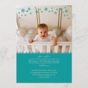 Whimsical Snowflakes Birthday Photo Invitation