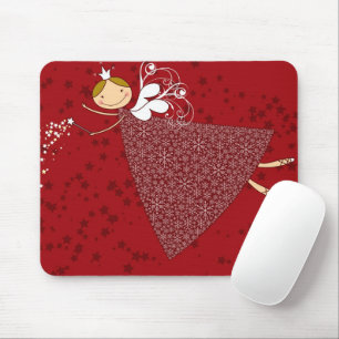Whimsical Snowflakes Christmas Cute Fairy Princess Mouse Pad