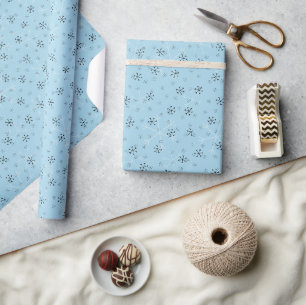 Whimsical Snowflakes Christmas Pattern Light Blue Wrapping Paper