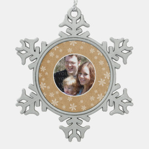 Whimsical Snowflakes Photo Pewter Ornament
