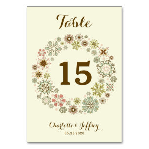 Whimsical Snowflakes Wedding Table Number